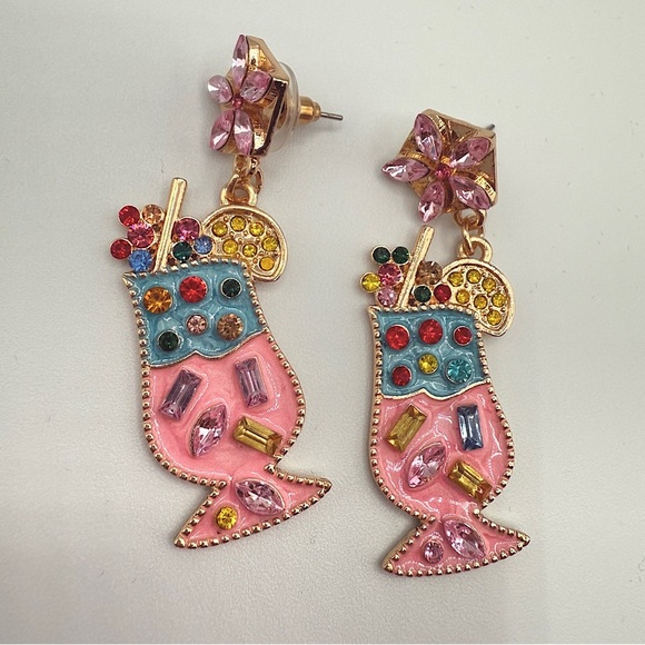 Summer Cocktail Fruity Drink Earrings - Picture 1 of 8